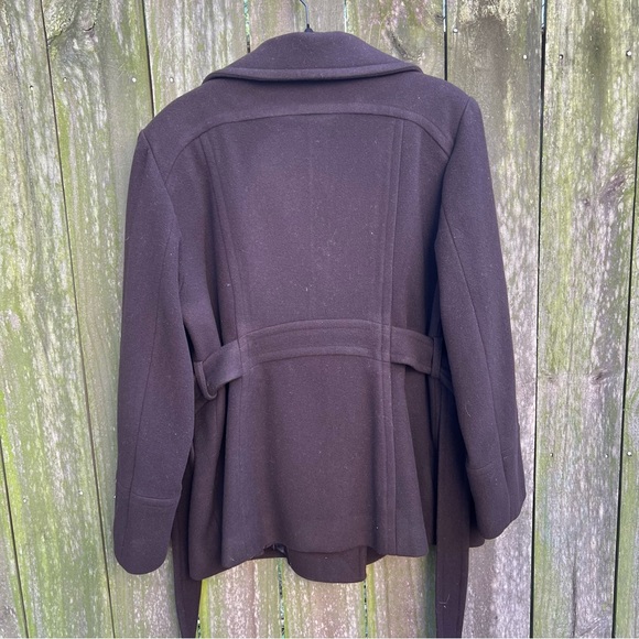 B. Moss Brown Fall Fleece Pea Coat - Picture 2 of 6